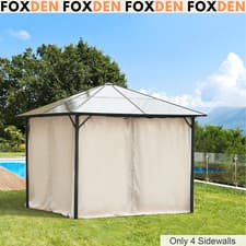 Image of Universal Gazebo Curtains Replacement 4 Side Panels with Hooks & C-Rings Beige
