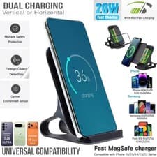 Image of 20W Fast Wireless Charger Stand Dock for iPhone 17 16 15 14 13 Samsung S26 S25