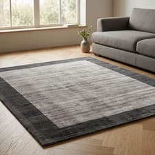 Image of Blade Border Silver Contemporary Rug 200x200cm Livingroom Bedroom Asiatic RRP500