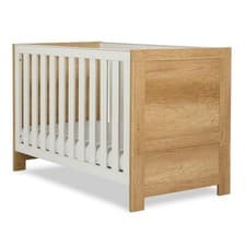 Image of Obaby Nika Cot Bed Oak & White Convertible Toddler Bed - Optional Storage Drawer