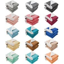 Image of Heated Throw Large Blanket Electric Warm Fleece Washable Timer & Heat Settings