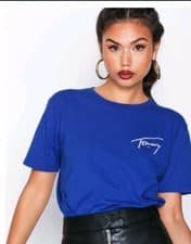 Image of Tommy Jeans Womens Signature Blue T-shirt Short Sleeve Size: X-Small NWTS
