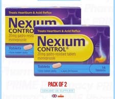 Image of 2 x Nexium Control Heartburn 14 Tablets 20mg Acid Reflux Relief (28 Tablets) Lot