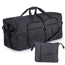 Image of 120L Large Foldable Duffel Bag with Shoe Compartment - Lightweight Carry Black