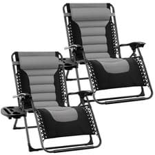 Image of Extra Wide Zero Gravity Chair With Padded Seat Outdoor Garden Folding Recliner
