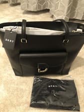 Image of DKNY- Leather Tote Bag - in BLACK