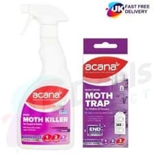 Image of Acana Cloth & Carpet Moth Trap With Carpet Fabric Spray 500ml Moth Killer Spray