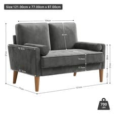 Image of 2 Seater Velvet Sofa with 2 Pillows Modern Couch Love Seat Settee Home Room