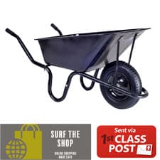 Image of Heavy Duty WHEELBARROW Garden Builders ALL Metal with Tip & Pneumatic Wheel