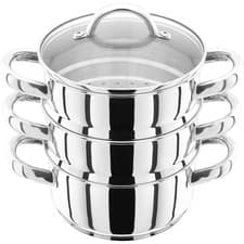 Image of Judge 3-Tier Stainless Steel Steamer Set 16cm Induction & Oven Safe