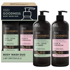 Image of Baylis & Harding Goodness Body Wash Oud Cedar Amber + Rose Geranium Pack 2 x 1L