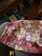 Image of Flowery Blush Pink Small Lined Cosmetic Bag 5.5 x 8