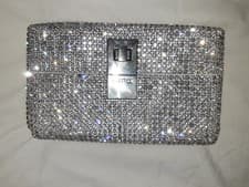 Image of Dune Silver Diamanté Evening Clutch Bag & Dust Bag BAE0238
