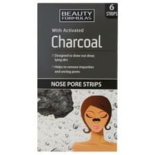 Image of Beauty Formulas Charcoal Nose Pore Strips – 6 Strips | Deep Clean & Unclog Pores
