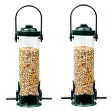 Image of Hanging Garden Wild Bird Outdoor Plastic Seed Feeder (Set of 2) - Medium