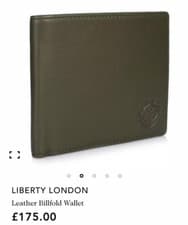 Image of Liberty London Bifold Wallet Purse With Embossed Logo All Leather Khaki Color
