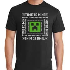 Image of New Girls Boys Creeper Face Adult Kids T-Shirt Time To Mine Gamer T-Shirt Xmas