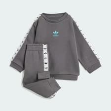 Image of Adidas Kids Tape Sweatshirt Pants Full Tracksuit Set Grey Age 2-3 Years RRP £38
