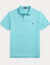 Image of POLO RALPH LAUREN Men's Custom Slim-Fit Mesh Polo Shirt,XXL, GREEN, MSRP $110
