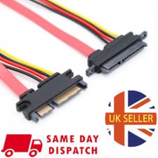Image of 22 Pin 7 + 15 Male to Female Serial ATA SATA Data Power Combo Extension Cable UK