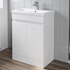 Image of 600mm Freestanding Vanity Unit Basin Sink Bathroom Storage Cabinet Gloss White