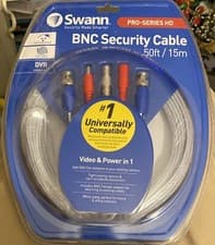 Image of Swann BNC CCTV Security Video Camera DVR Data Power Extension Cable 15m New