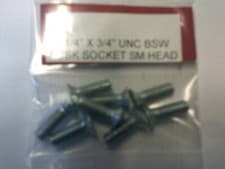 Image of 1/4" X 3/4" UNC BSW COUNTERSUNK SOCKET / ALLEN SCREWS  SMALL HEAD  X 8