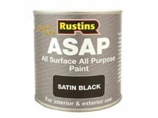 Image of Satin Black All Surface All Purpose ASAP Paint Rustins Quick Dry 500ml UK Made