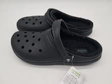 Image of NEW Crocs Dual Comfort Classic Lined Clog Black Sandals Faux Fur Size UK 12