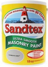 Image of Sandtex Masonry Paint 5L Ultra Smooth Quality Waterproof Plymouth Grey