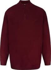 Image of Big Mens Uptheir Finch Essential Half Zip Knit Jumper in Cabernet Red 3XL to 8XL