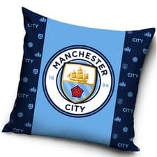 Image of Manchester City FC Cushion Filled Blue/Navy Club Crest 100% Official Merchandise