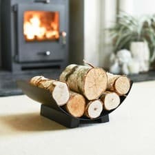 Image of Deluxe Contemporary Black Arched Log Holder with Support - 18cm x 39cm