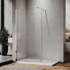 Image of Walk In Shower Enclosure Screen And Tray Wet Room 8mm NANO Glass Panel Cubicle