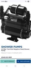 Image of **brand New Boxed** 2.0 Bar Twin End Negative Head Shower Pump