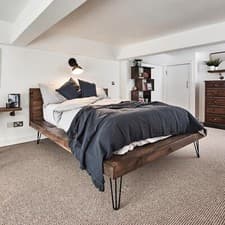Image of Solid Wood Bed Single, Double, King - Light or Dark Oak Reclaimed Timber Pine