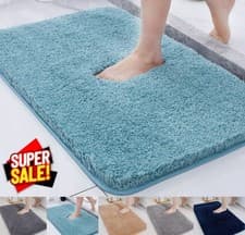 Image of Non Slip Bath Mat Water Absorbent Small Large Bathroom Rugs Toilet Pedestal Mats