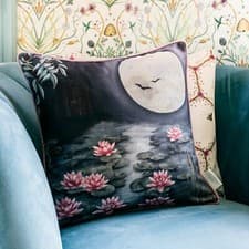 Image of Sofa Cushion The Chateau by Angel Strawbridge Moat Moonlight Lily Blossom Dusk