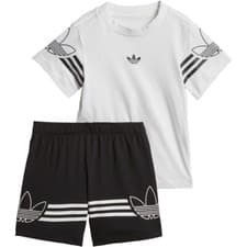Image of Adidas Infant & Toddler Originals Outline Tee Shorts Set White-Black DV2833