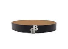 Image of Boss Womens Double Logo Leather Belt Black 90-34” Fits 32” Nwt