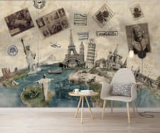 Image of 3D Trave World Poster Wallpaper Wall Mural Removable Self-adhesive 851