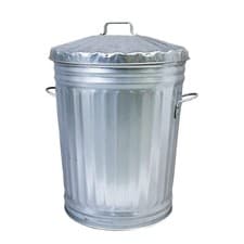 Image of 90 Litre Extra Large Steel Galvanised Outdoor Metal Kitchen Dustbin With Handles
