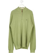 Image of Crew Clothing Green Organic Cotton Half Zip Logo Jumper UK XL