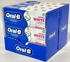 Image of Oral-B Complete Extra White Toothpaste 75ml | Pack of 12 | Clean Mint Whitening