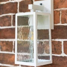Image of 'Boîte' Dimpled Glass White Wall Light Traditional Outdoor Garden Lantern IP44