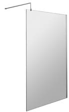 Image of Nuie Chrome 1950mm x 1200mm Wetroom Screen & Support Bar Chrome