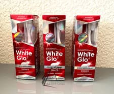 Image of 3 x WHITE GLO Extra Strength Whitening Toothpaste Professional Choice FREE BRUSH