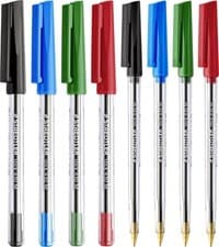 Image of BLACK BLUE RED GREEN Staedtler Stick 430 Ballpoint Pen Medium & Fine CHOOSE QTY