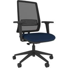 Image of Energi-24 Operator Chair Fabric Blue Seat & Mesh Backed Ergonomic Computer Chair