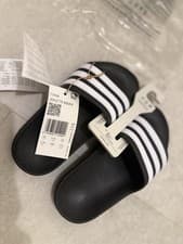 Image of adidas Adilette Aqua K Slides – Black/White – NEW with Tags – Kids – F35556